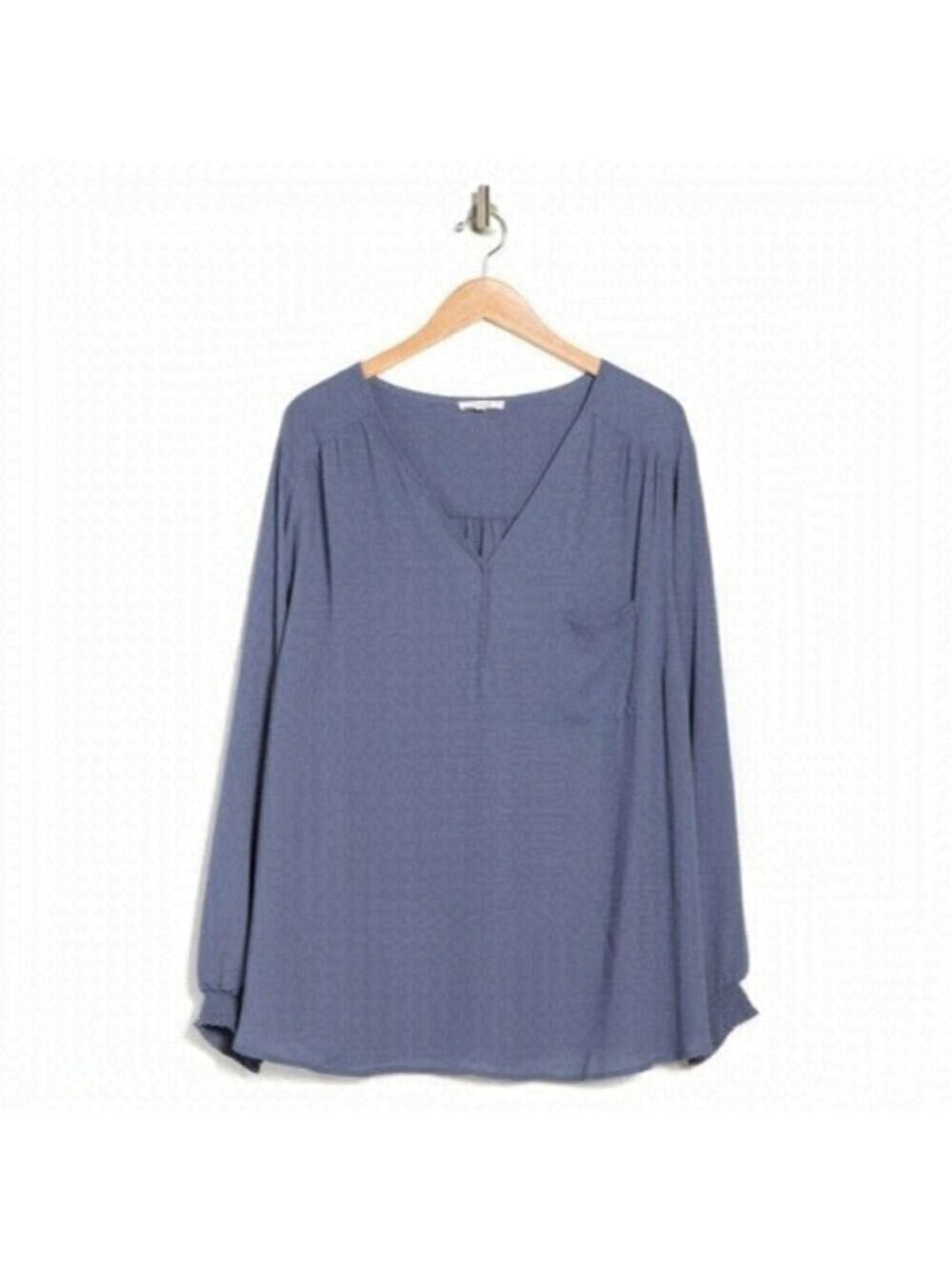 PLEIONE blouse vneck New womens small long sleeve dusty blue